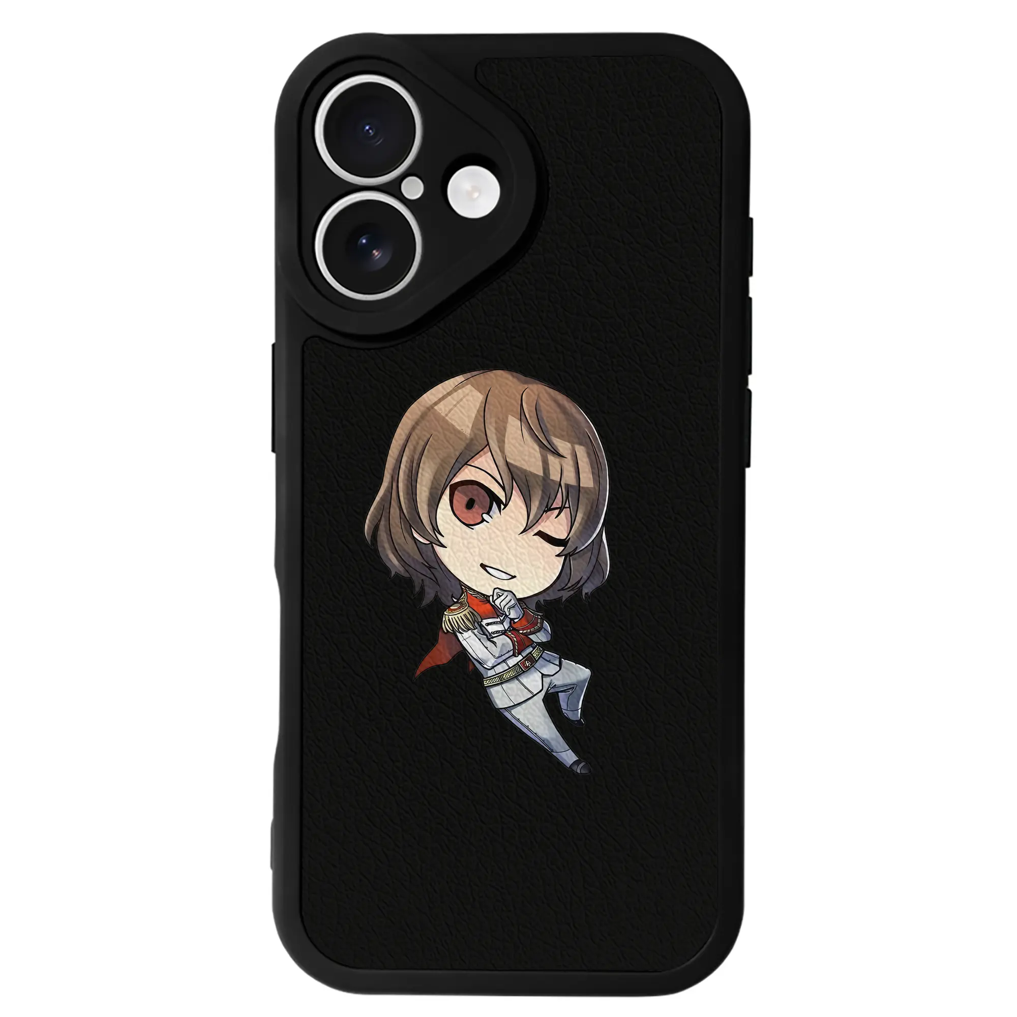 ペルソナ グッズ,明智吾郎 - IPhone 16シリーズ対応 ・ シリコンスマホケース ・ レザー調 ・ 高精度フィット ・ 耐衝撃 ・ ワイヤレス充電対応 ・ 精密カット